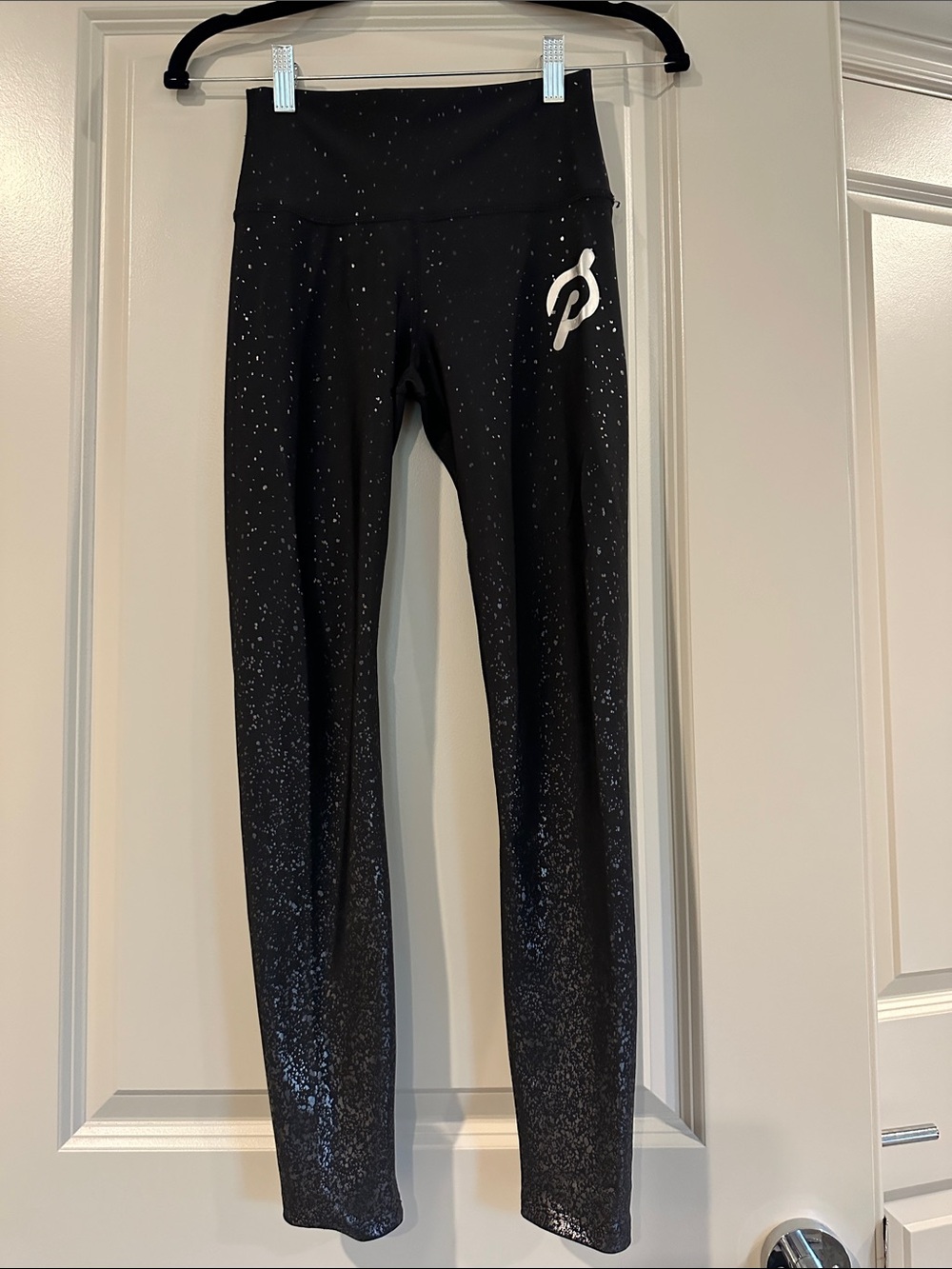 Peloton Black Speckled Kids Leggings with White Logo